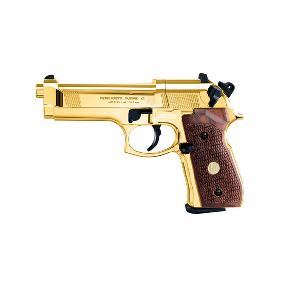 Vazdušni pištolj Beretta M 92 FS 4,5mm 140m/s,dijabole CO2 (gold-plated, wood grips) – Umarex